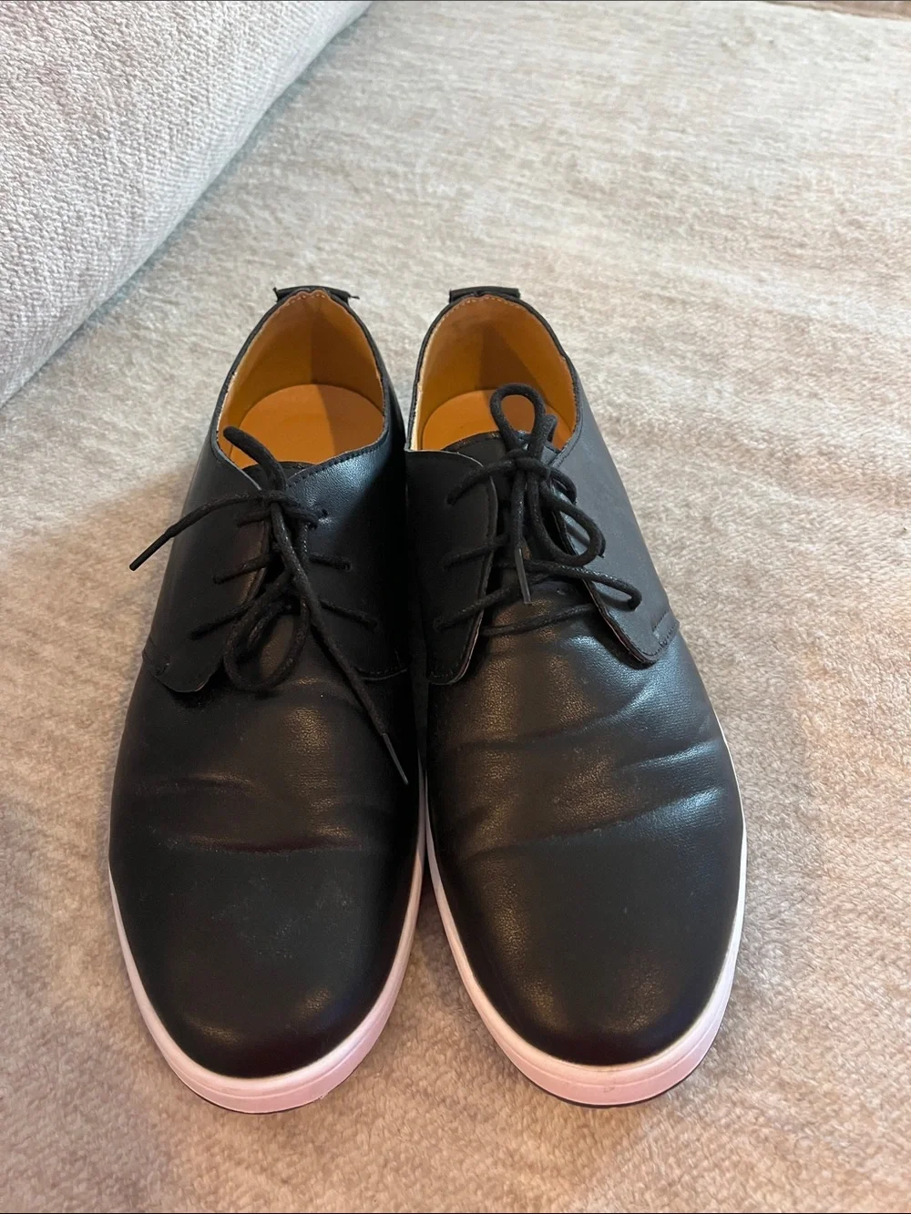 Men's Black Faux Leather Lace-Up Casual Sneakers